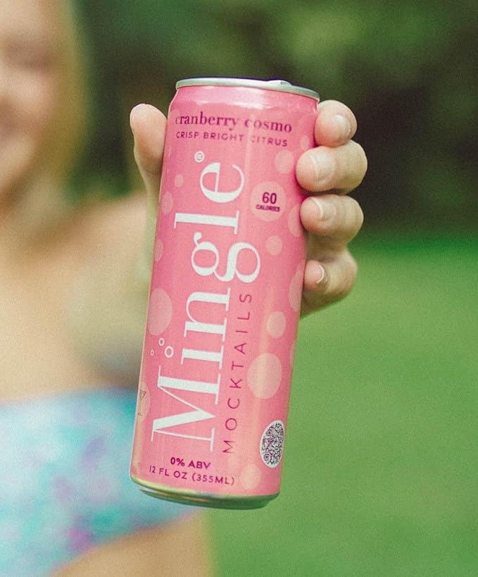 Mingle Mocktails Cranberry Cosmo, Premium Non-Alcoholic Drinks, Tangy and Sweet Pre-Mixed Drinks, Healthy Alternatives, Canned Mocktails, 12 fl. oz. Cans, Pack of 24