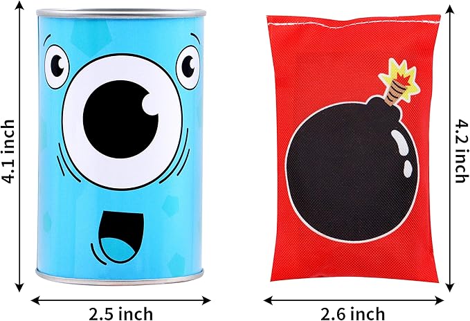 JOYIN 13 Pcs Carnival Bean Bag Toss, Knockdown Can Game Set, Holiday & Birthday Party Games, Outdoor Lawn Yard Activity for Kids Party Favors, Easter Egg Hunt for Classroom Gifts (Monster Style)
