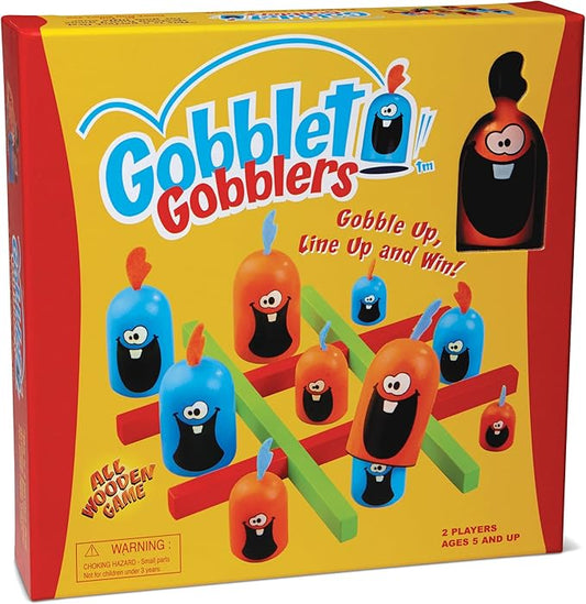 Gobblet Gobblers (Wood), Tic Tac Toe Strategy Board Game, Award Winning Kids and Family Friendly Educational Board Game, 2 Players, Ages 5+, by Blue Orange Games- The Original Game!