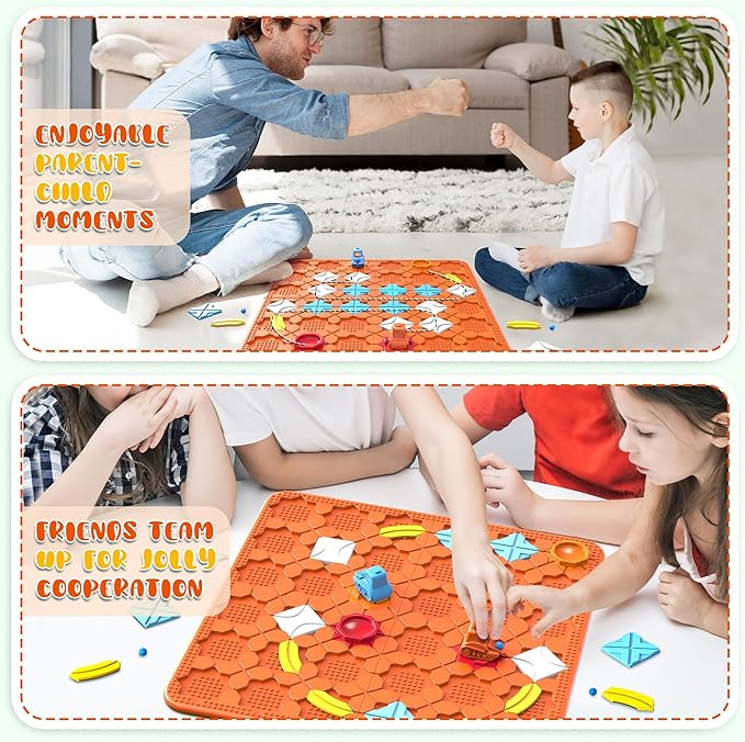 Road Builder Kids Logic Toys: Large Puzzle STEM Board Games, Educational Montessori Toys Birthday Gifts for Age 4-8 Year Old (Orange)