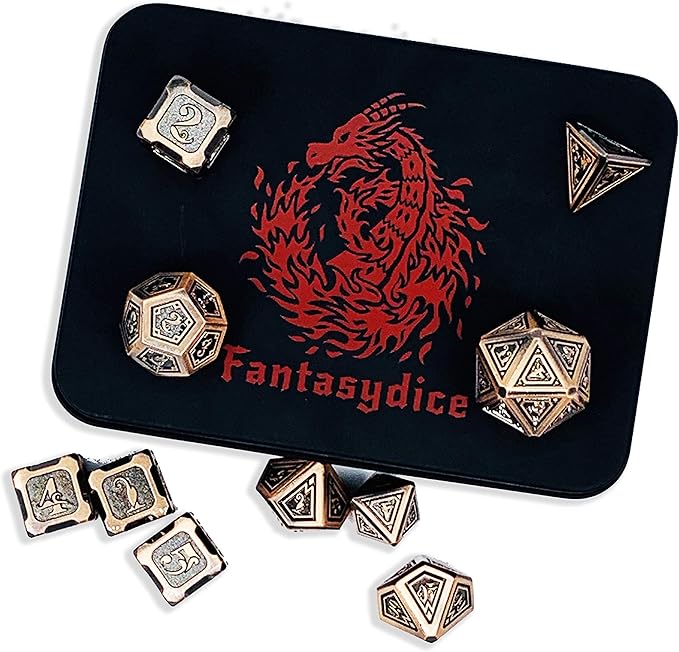 Metal Dice Set Collection for DND and All TRPG Games (Dragon Dice, Copper 11 Set)