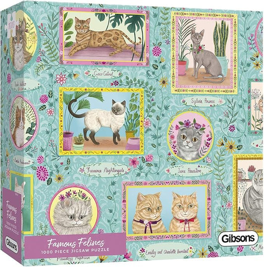 Famous Felines 1000 Piece Jigsaw Puzzle | Sustainable Puzzle for Adults | Premium 100% Recycled Board | Great Gift for Adults | Gibsons Games