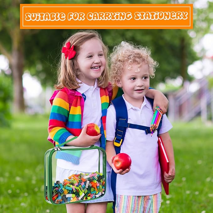 Sanwuta 6 Packs Toy Storage Bags, PVC Organizing Case Bags with Zipper, Waterproof Toy Container for Board Games, Building Blocks, Puzzles, Small Toys and Kids Books(Small,Bright Color)