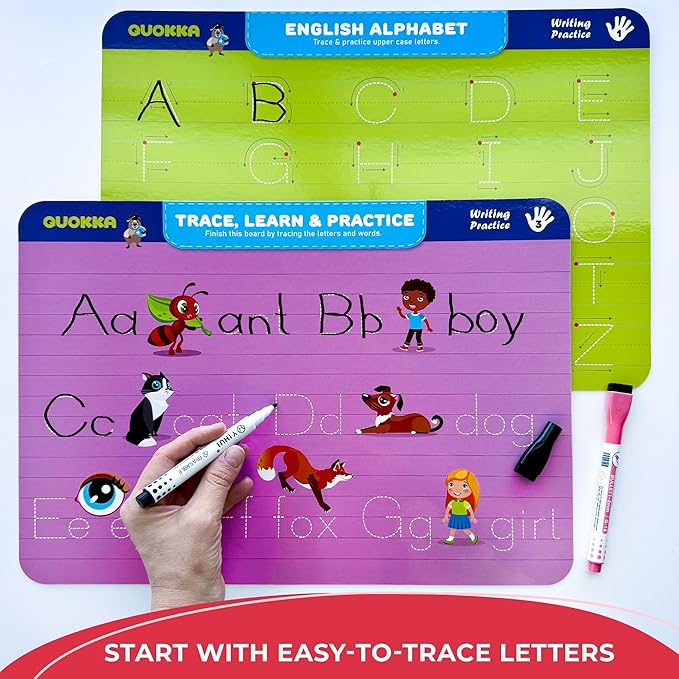 QUOKKA Busy Book Practice Handwriting for Kids - ABC - Learn to Write for Toddlers 3-5 | 30 Tasks | Pre K ABC Letter Tracing | Homeschool Preschool Learning Activities