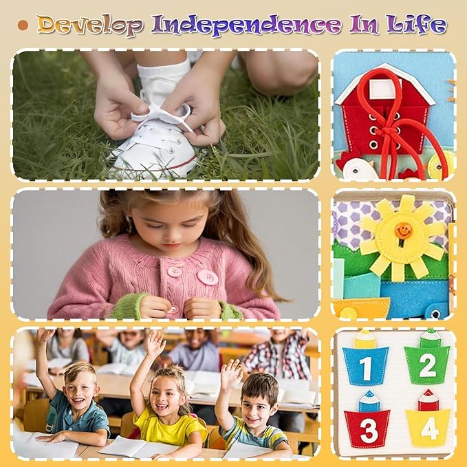 Busy Book for Toddlers 1-3, Montessori Deer Busy Book Toy for Girls, Preschool Learning Book Toy for Kids