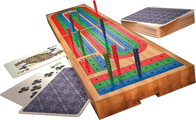 Spin Master Games, 6-Pack Family Bundle of Classic Board Games - Mancala, Pachisi, Chinese Checkers, Cribbage, Dominoes, & Chess, Checkers, Backgammon, for 2-4 Players for Ages 6 & Up