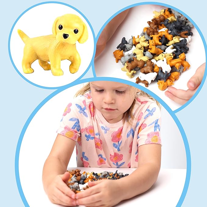 Pet Figurines Toys in Capsule - 50 Pcs - 1.1 Inch Plastic Capsules with Cute Dog and Cat Figurines for Kids - Bulk Toys for Easter Hunt Games - Vending Machines - Classroom Prizes