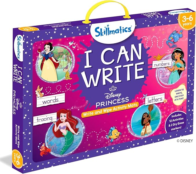 Skillmatics I Can Write Disney Princess - Reusable Preschool Learning Activities, Educational Toy and Game, Back to School Supplies, Gifts for Students, Kids, Toddlers Ages 3, 4, 5, 6