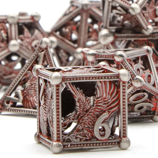 DND Dice - 7pc 3D Eagle Design Metal Bloody Dice Set for Dungeons and Dragons, D&D Gift