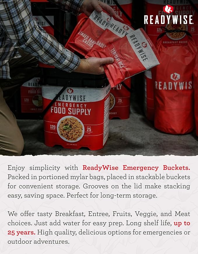 ReadyWise Emergency Food Supply - 360 Servings Freeze Dried Coffee Bucket, Survival Food, Instant Coffee Packets for Backpacking, Camping Essentials & Prepping Supplies, up to 15 Year Shelf Life