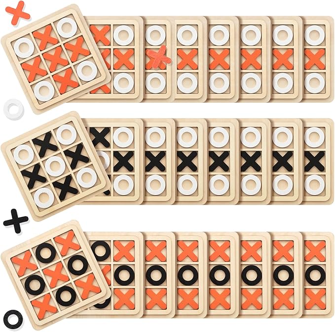 24 Pcs Wooden Tic Tac Toe Game Mini Board Game Xo Chess Board Tic Tac Toe Family Birthday Party Favors Goody Bag Stuffer
