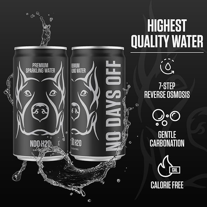 NDO H2O Premium Purified Water Case - 24 Pack (8.4 fl oz, Sparkling) | Reverse Osmosis Canned Water | Tested for Over 400 Impurities | Purified, Carbonated & Balanced | Alkaline & Minerals