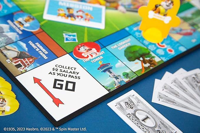 Monopoly JR PAW Patrol Board Game | Featuring Chase, Marshall, Skye, and Rubble | Officially Licensed Nickelodeon PAW Patrol Game | Family-Friendly Children's Monopoly Game | Ages 5 & Up
