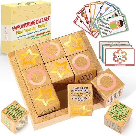 Garybank Calm Down Corner Game for Kids - Tic Tac Toe with 20 Breathing Exercises Cards for Anxiety Relief, Mindfulness Cards Game for Kids, Calming Corner Supplies for Children Positive Affirmation