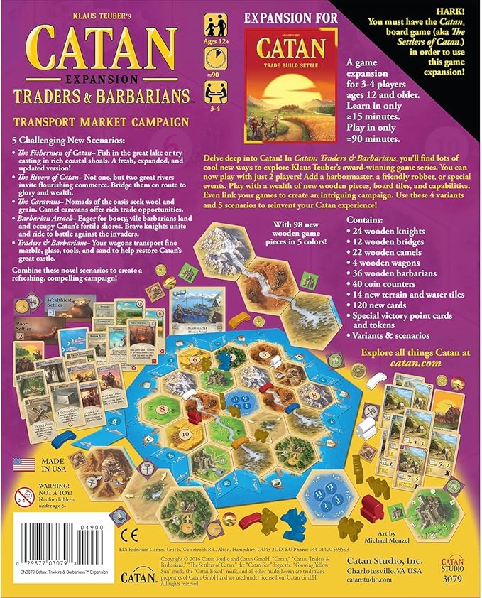 CATAN Traders & Barbarians Board Game EXPANSION - Customize Your CATAN Experience! Strategy Game, Family Game for Kids and Adults, Ages 12+, 3-4 Players, 90 Minute Playtime, Made by CATAN Studio