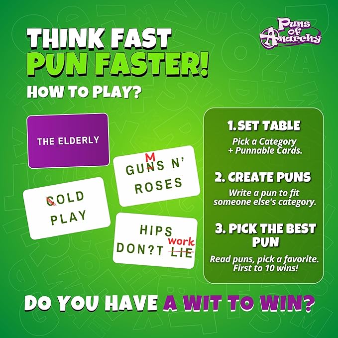 Puns of Anarchy - The Outrageous Pun-Making Game - No Bands, Movies, or Famous Things are Safe from Becoming Hilarious Wordplay Game for Creative People
