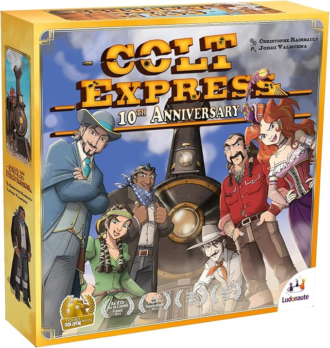 Colt Express: 10th Anniversary - Strategy Board Game, Wild West Train Robbery Adventure Game, 3D Train, Ages 10+, 2-3 Players, 40 Min