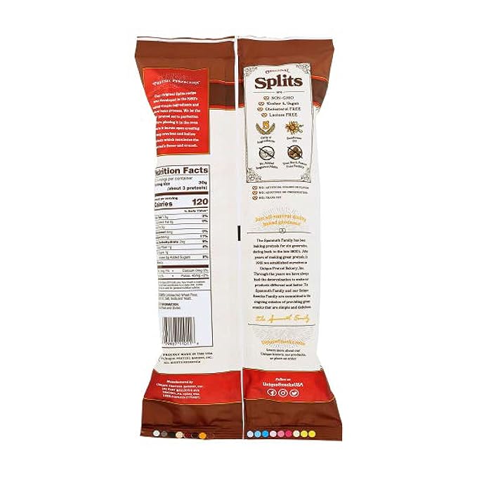 Unique Snacks Original Splits Pretzels, Delicious Homestyle Baked Snack Bag, OU Kosher, and Non-GMO Food, No Artificial Flavor, 11 Oz. Bag, Pack of 12