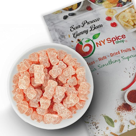NY Spice Shop Prosecco Sour Gummy Bears Bulk - 1 Pound Gummies Bears Candy - Sour Gummies Fruit Snacks - Chewy Super Candy - Flavor Gummy Candies - Gummi Bear Gift For All Occasions