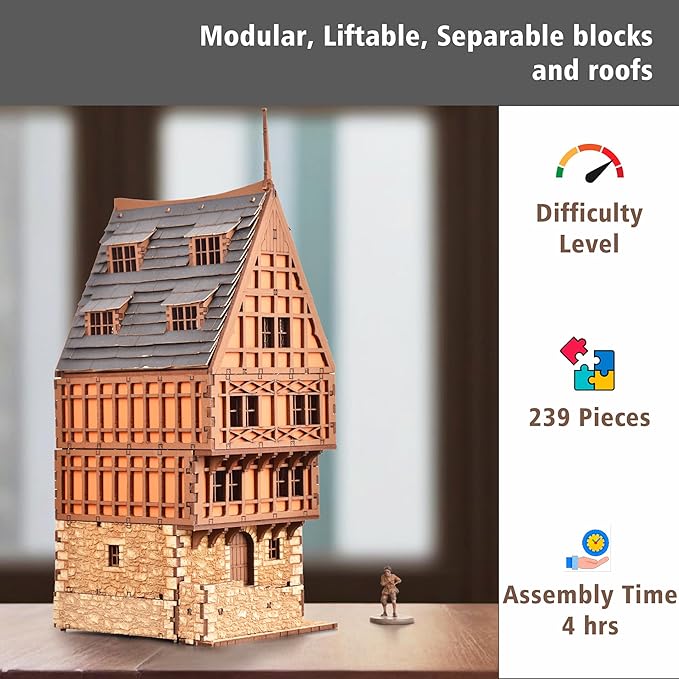 Cooper Rowhouse DIY Wooden Building Kit for Teens and Adults, Suitable for Playing with Family - Realistic