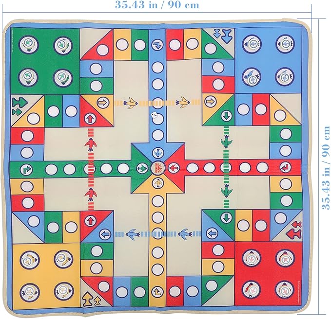 NUOBESTY Flying Chess Carpet Mat Rug Kids Crawling Cushion Blanket Family Party Board Game with Plastic Chess Pieces for Parent-Child Game 90 x 90cm (Random Color)