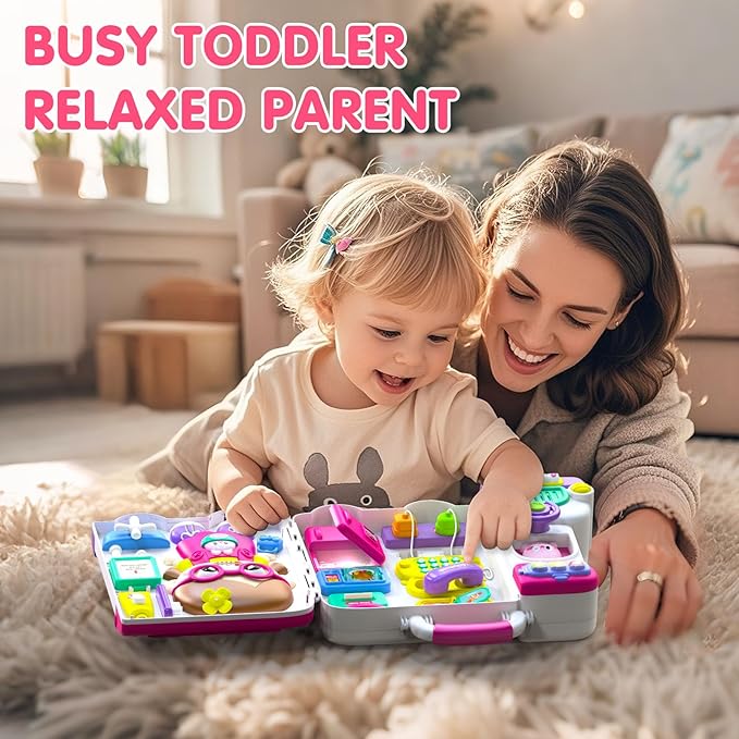 Baby Montessori Busy Board for 1-2 Year Old Boy Girl Gift,Musical Toddler Toys for 1+ Year Old,Early Educational Montessori Toy for Toddlers 1-3,Birthday Gifts for 1+Year Old Girl