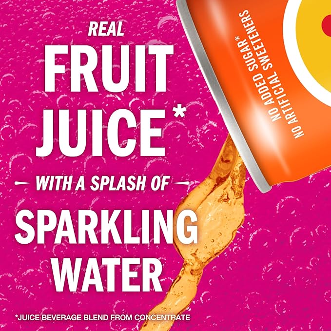 IZZE Sparkling Juice Beverage Blend, Mango, No Sugar Added, 8.4 FL OZ, 24 Cans