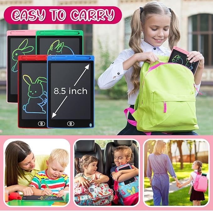 Zhehao 20 Pack LCD Writing Board for Kids, 8.5 Inches Doodle Board Reusable Board Screen Drawing Pad Erasable Painting Pads Educational Toy for 3-8 Years(Blue, Red, Green, Pink)