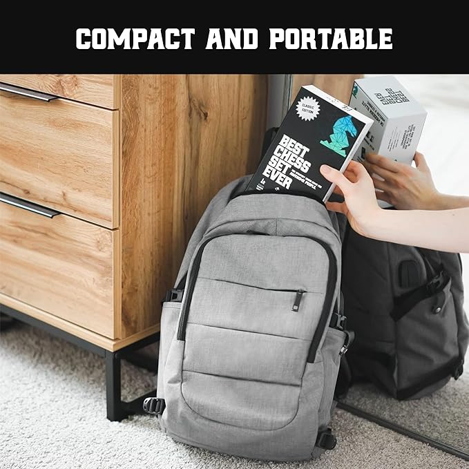 Best Chess Set Ever Portable Chess Set 1X Single Weighted Staunton Pieces with 15 in Foldable Silicone Chess Board, Lite Edition for Kids & Adults, Travel Chess Set for Begginers and Pros