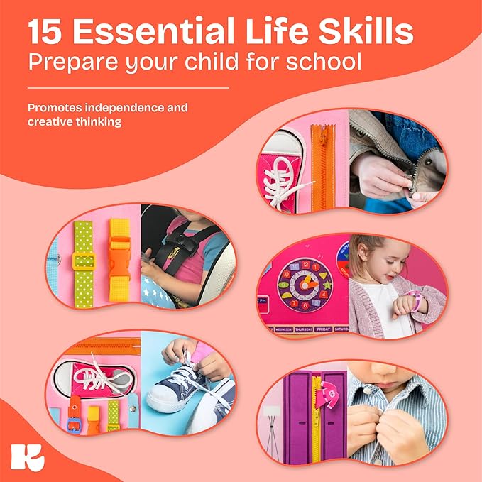 Toddler Busy Board Montessori Toys for Toddlers 1-3 Year Old Educational Activity Book Board Sensory Travel Toys Ages 2-4 Preschool Learning Fine Motor Skills Toy Quiet Book Gift for Kids