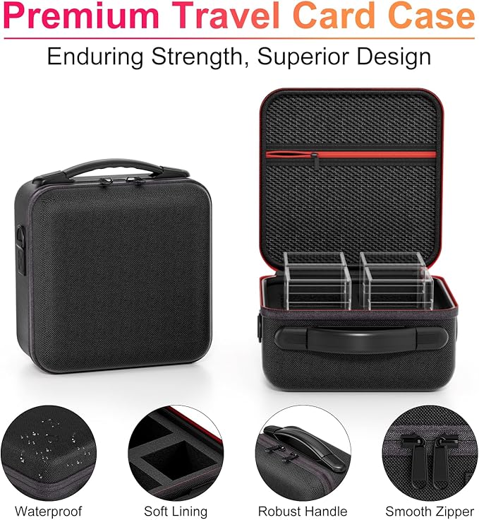 Card Deck Box with Portable Case, 4 Pack Clear Commander Deck Box with 4 Dividers, Holds 400+ Double Sleeved Cards, Fit for MTG, YuGiOh, TCG