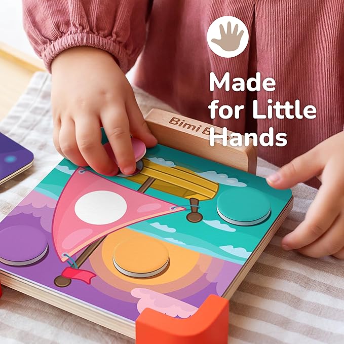 Bimi Boo Magnetic Color Matching Boards for Toddlers - Color Learning & Sorting Toy for Kids (35 Colorful Magnets & 10 Vibrant Themes)