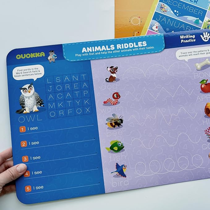 QUOKKA Busy Book Practice Handwriting for Kids - ABC - Learn to Write for Toddlers 3-5 | 30 Tasks | Pre K ABC Letter Tracing | Homeschool Preschool Learning Activities