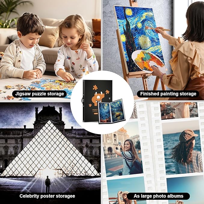 Demine Puzzle Storage Folder for 1000 Pieces – Portable Jigsaw Puzzles Organizer Binder Fits Up to 40 Puzzles, 20 HD Film Pockets, Handle Design Puzzle Keeper for Adults and Kids