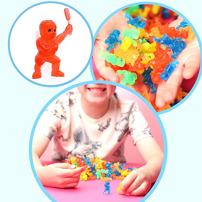Entervending Ninja Toys in Capsules - 50 Pcs - 1.1 Inch Capsules with Mini Ninja Warriors Figurines for Kids Bulk - Easter Basket Stuffers - Party Favors - Classroom Prizes
