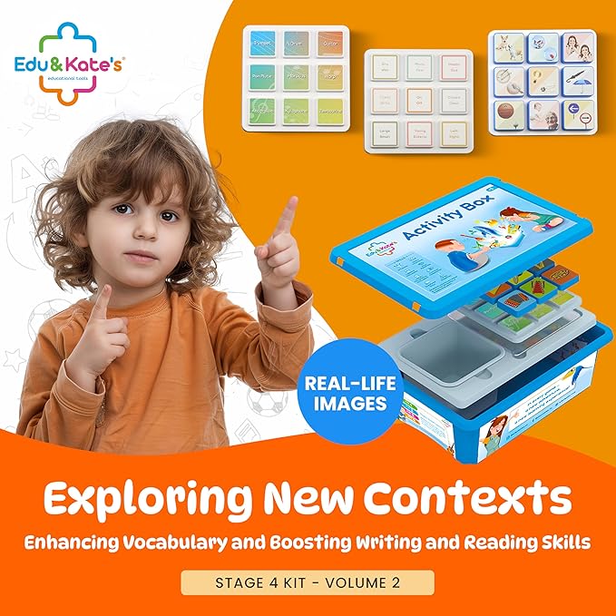 Edu&Kate’s Educational Learning Toys - Opposites - Montessori Speech Therapy Materials for Toddlers & Kids with Autism - 27 Pcs, 3 Boards + Activity Box - Early Skills Development - Stage 4