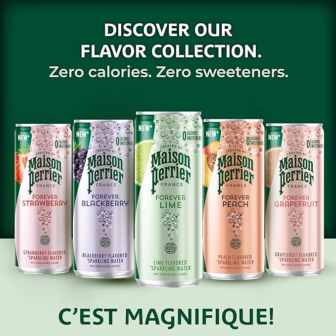 Maison Perrier Forever Grapefruit Flavored Sparkling Water, 11.15 Fl Oz Cans, 8 Count, 3 Pack