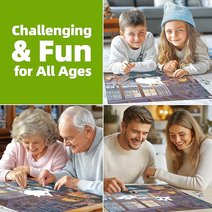 Read Room Puzzles for Adults 500 Pieces Book Jigsaw Puzzles for Adults Puzzles 500 Pieces Winter Reading Nook Scene Challenging Family Puzzle for Seniors Women Men Size is (21"x15")