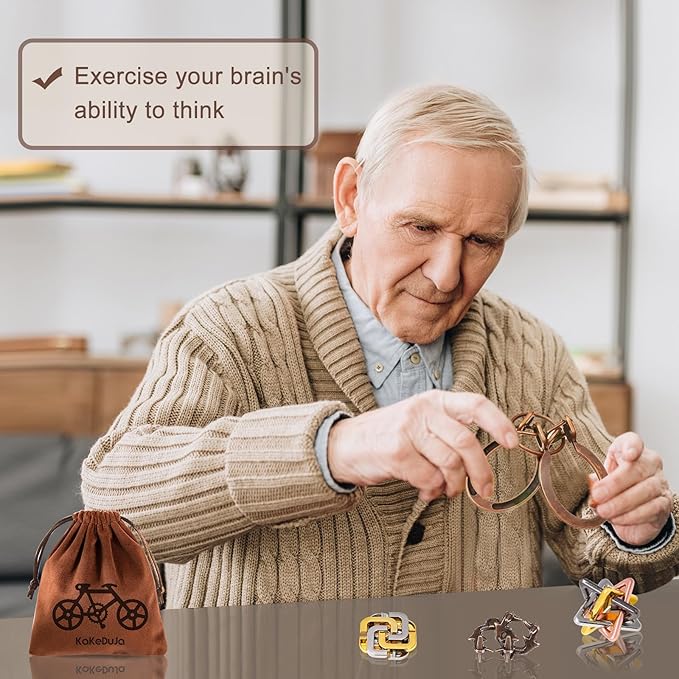 12 PCS Brain Teaser Puzzles Metal Puzzle Logic Metal Puzzle for Adult Lock Puzzles Gift for Adults Teenagers Kids