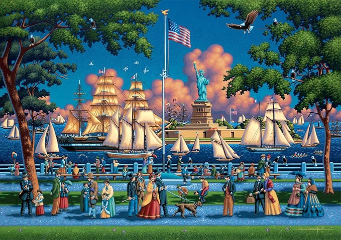 Buffalo Games - Eric Dowdle - Statue of Liberty - 300 Piece Jigsaw Puzzle for Adults - Challenging Puzzle Perfect for Game Nights - Finished Size is 21.25 x 15.00