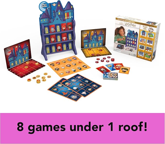 Wizarding World, Harry Potter Games HQ Checkers Tic Tac Toe Memory Match Go Fish Bingo Card Games Fantastic Beasts Gift, for Adults & Kids Ages 4+