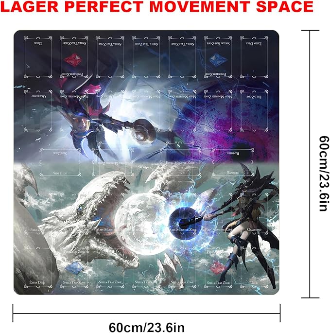 Card Rubber Mat - 2 Player, Square playmat for Gamer 60x60cm/23.6x23.6inch