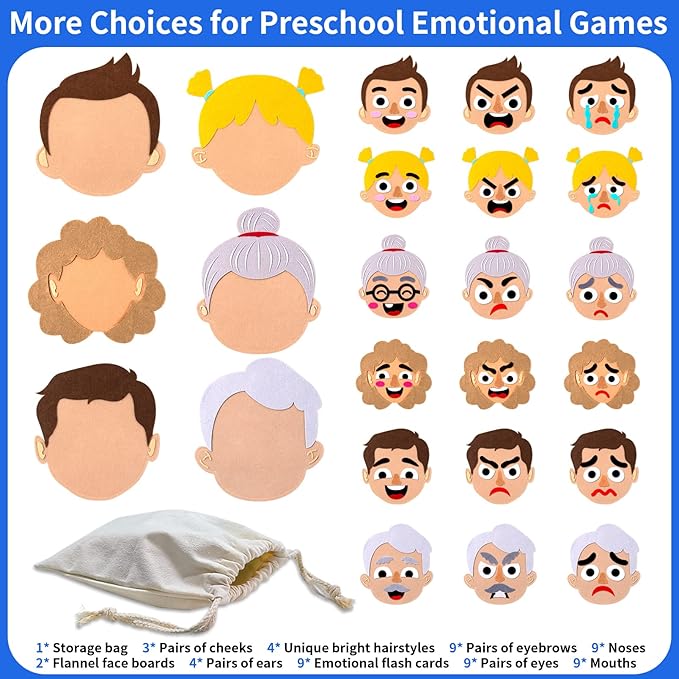 Craftstory 116 Pcs Social-Emotional-Learning-Activities for Kids - 6 Family Feelings-Board-Games, Autism Sensory Toy Learning Materials Educational Speech Therapy Toys for Toddlers Age 3+