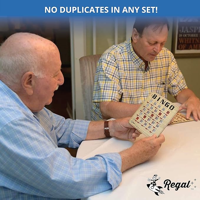 Regal Bingo Bulk Bingo Cards with Sliding Windows - Reusable Large Print Bingo Game Cards for Adults Large Group - 200 Pack, Woodgrain