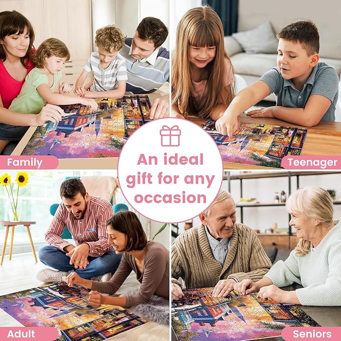 500 Pieces Carriage Puzzles for Adults, Evening Street Puzzle for Adults Children Seniors, Retro Style Puzzle 500 Pieces, Gift for Birthday, Home Decor, Fun for Family Entertainment(20.5 * 15 in)