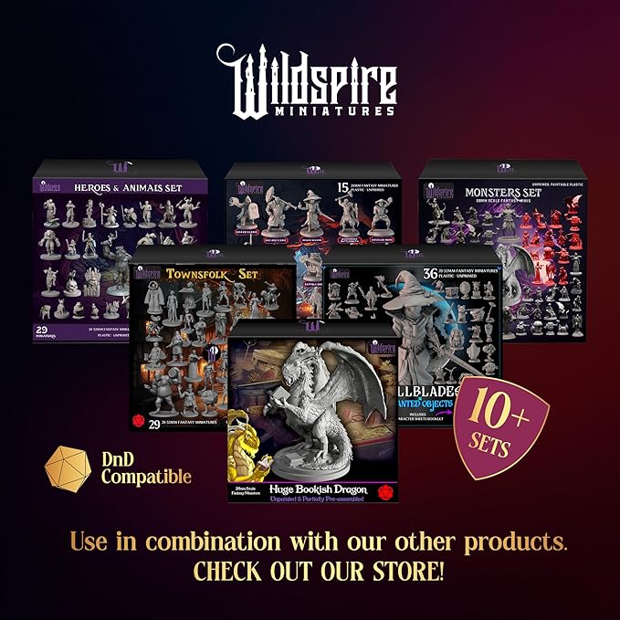 Classic Encounters - 125 Iconic DND Miniatures Bulk Monsters, Unpainted 28mm DND Minis, D&D Miniatures, Dungeons and Dragons Figures Mini, Dnd Figurines, Fantasy Tabletop D&D Accessories Assembled