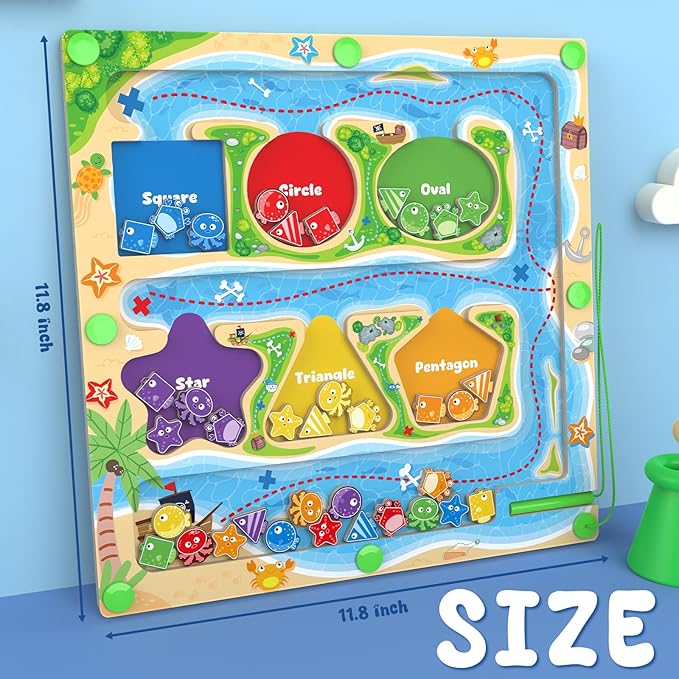 Magnetic Color & Shape Maze - Montessori Toys for 3 4 5 Year Old, Color and Shape Sorting Toys, Montessori Toys for Kids Boys Girls Gifts Ages 3+,Preschool Learning Activities