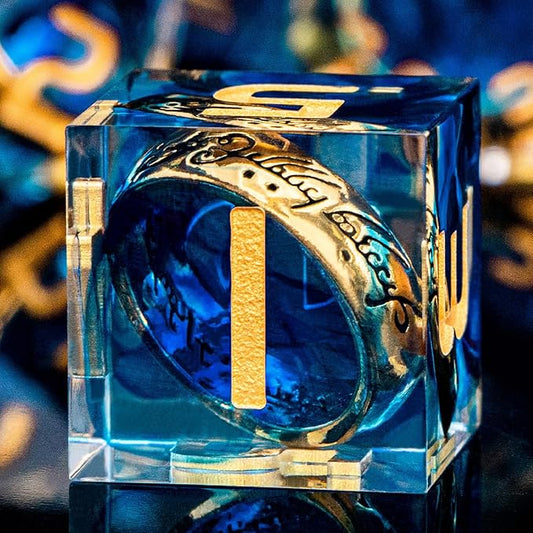 Magic Golden Ring DND Dice Set Sharp Edge Red Resin Dice with Box, for use with RPG D&D Tabletop Games Lord D and D Polyhedral Dice Set