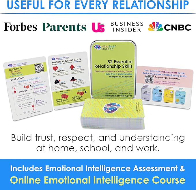 52 Essential Emotional Intelligence Training - Relationship Skills Card Game for Empathy, Trust Building Activities, Conversation Starters, Team Icebreaker Tools - by Harvard Researcher