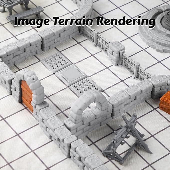 Dungeon Walls 40pcs 28mm Miniature RPG Terrain Modular System DND Building Accessories for Tabletop Role Playing Scenes, Gift of Christmas Halloween for DM (Expansion Pack 2)